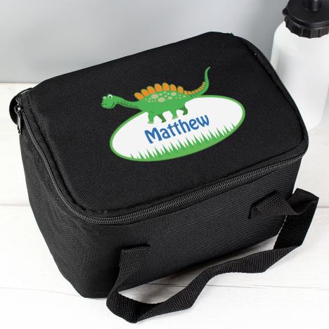 Personalised Dinosaur Black Lunch Bag Extra Image 1